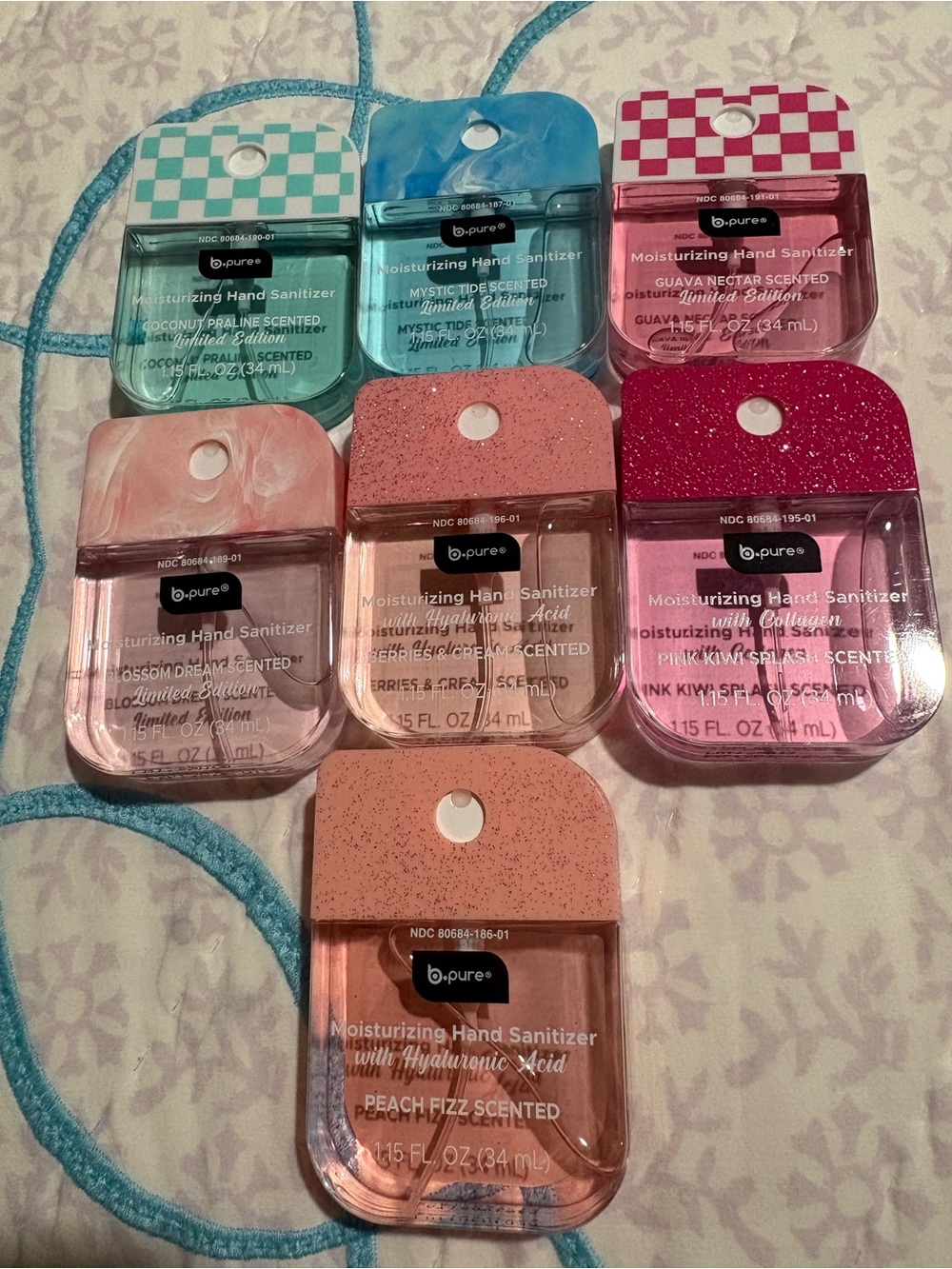 b.pure Moisturizing Hand Sanitizer Set - Assorted Pink, Peach, Teal, Aqua